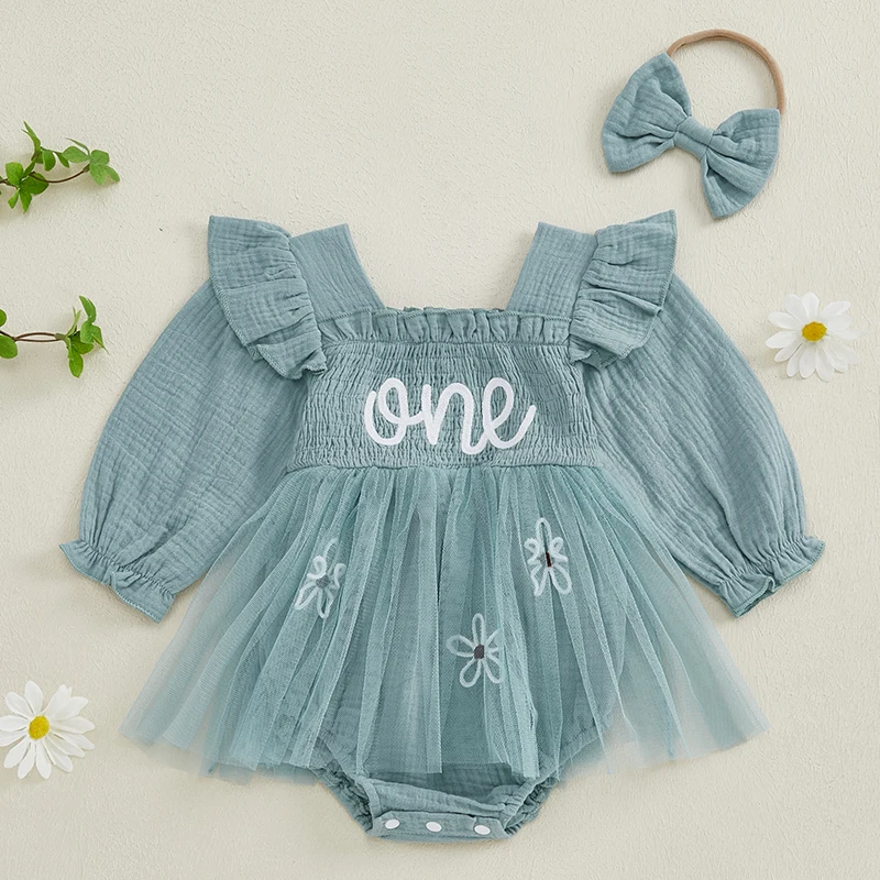 Mameluco niña estampado letras y flores de manga larga con lazo - imagen 5
