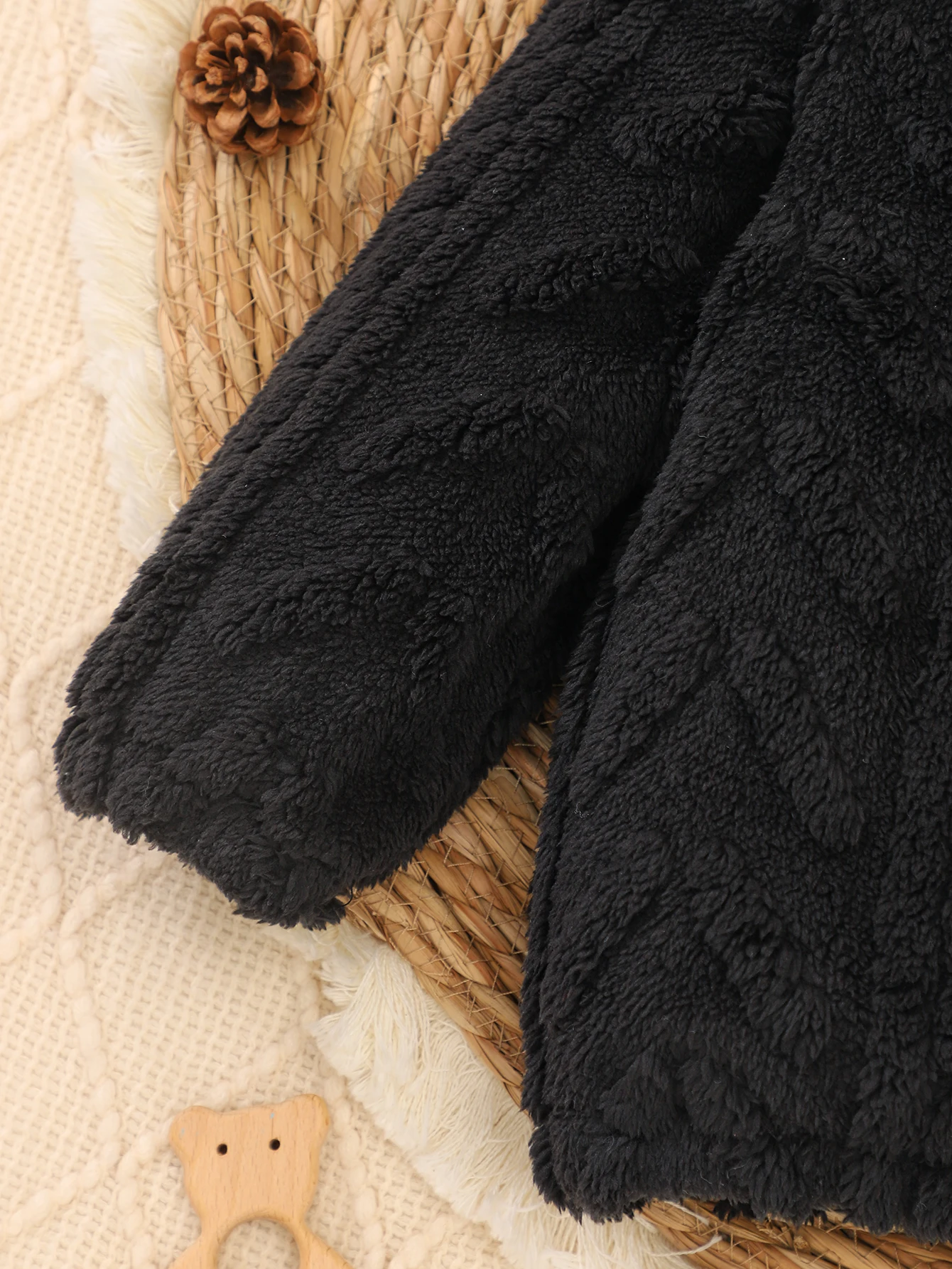 Chaqueta con capucha polar jacquard doble cara cálida infantil