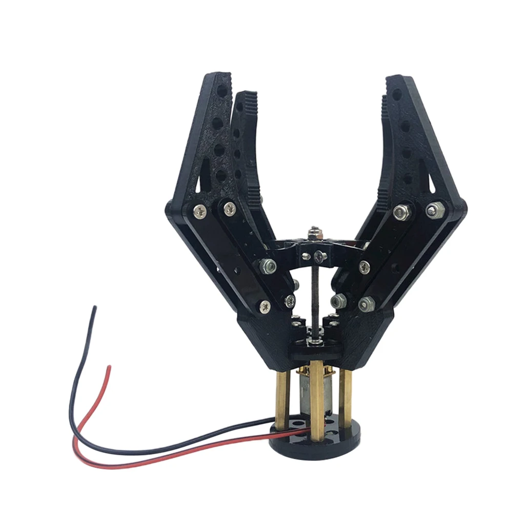 Detalle del brazo metálico y la pinza para robótica DIY