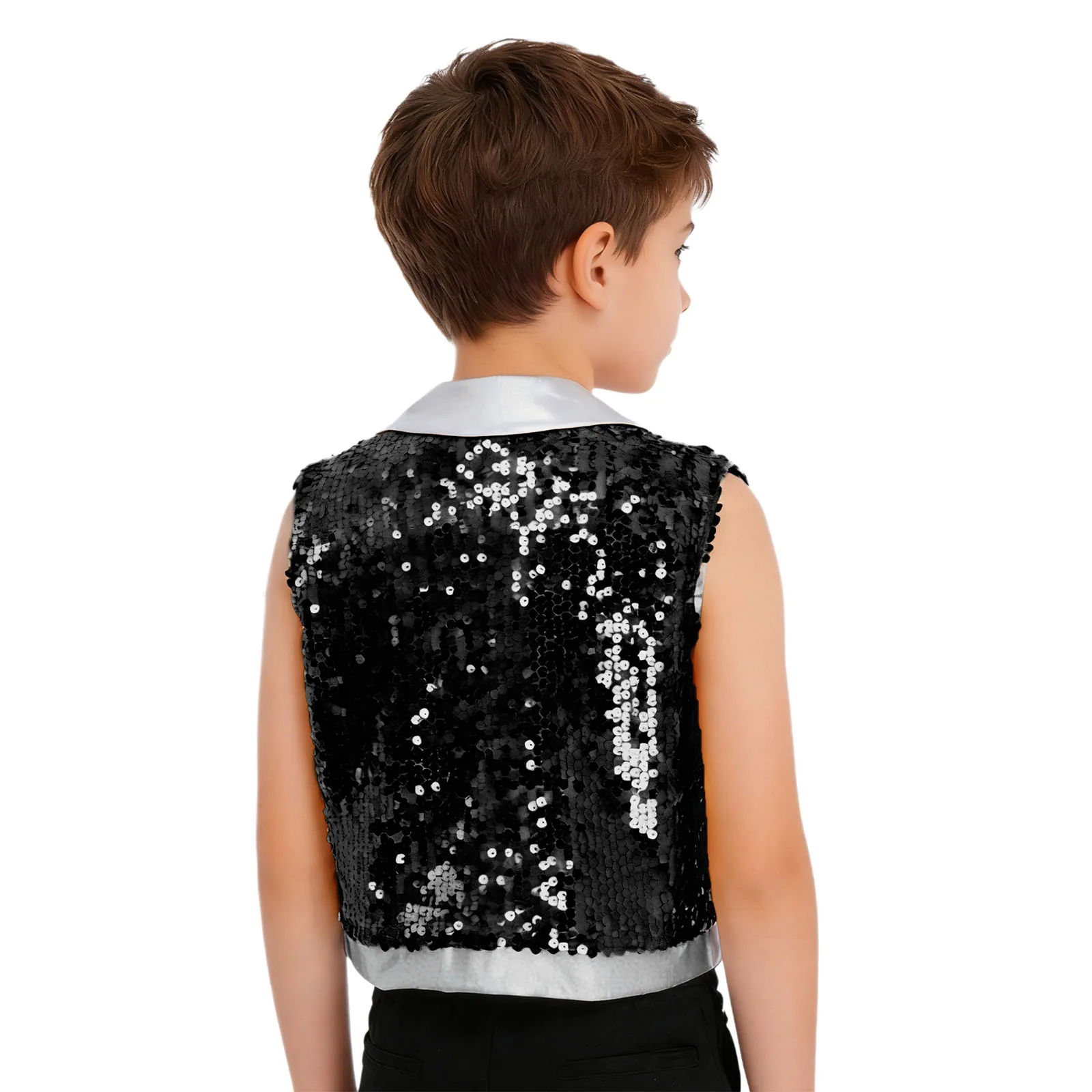 Chaleco de lentejuelas brillante estilo disco con borlas para niños - imagen 5