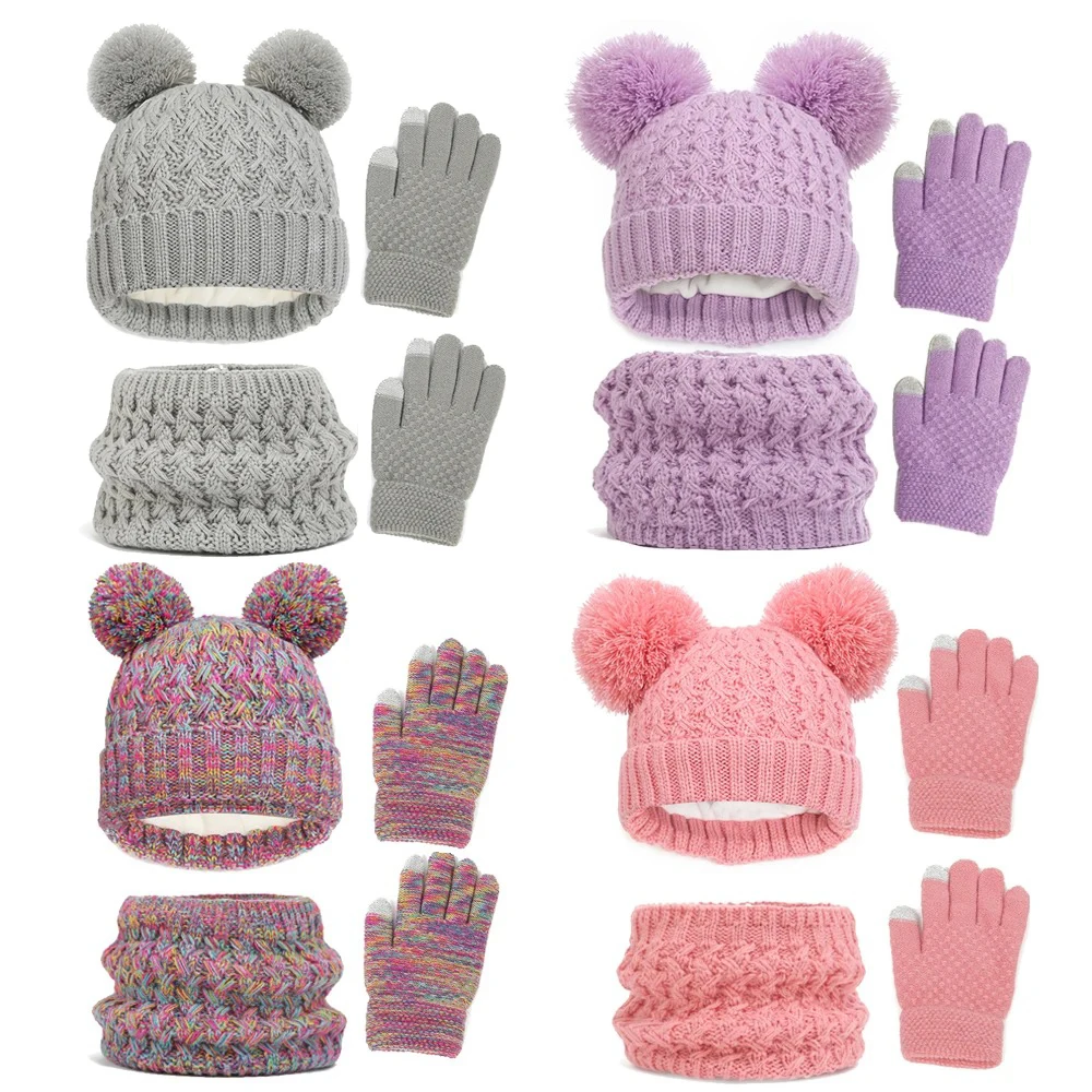 Gorro de invierno tejido para bebé con bufanda y guantes - imagen 5