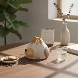 Figura decorativa de gato de cerámica mate para el hogar y regalo