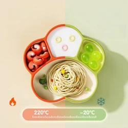 Plato de comedor de silicona con succión para bebé – dibujos animados