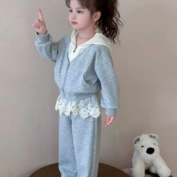 Conjunto de niña otoño: sudadera con capucha y encaje - imagen 5