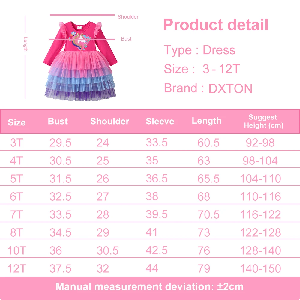 DXTON Vestido de princesa niña con falda tutú para fiestas infantiles - imagen 5