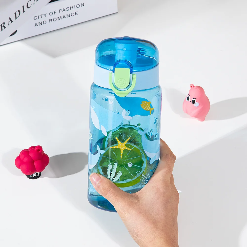 Taza de agua portátil a prueba de fugas con cuerda para colegio