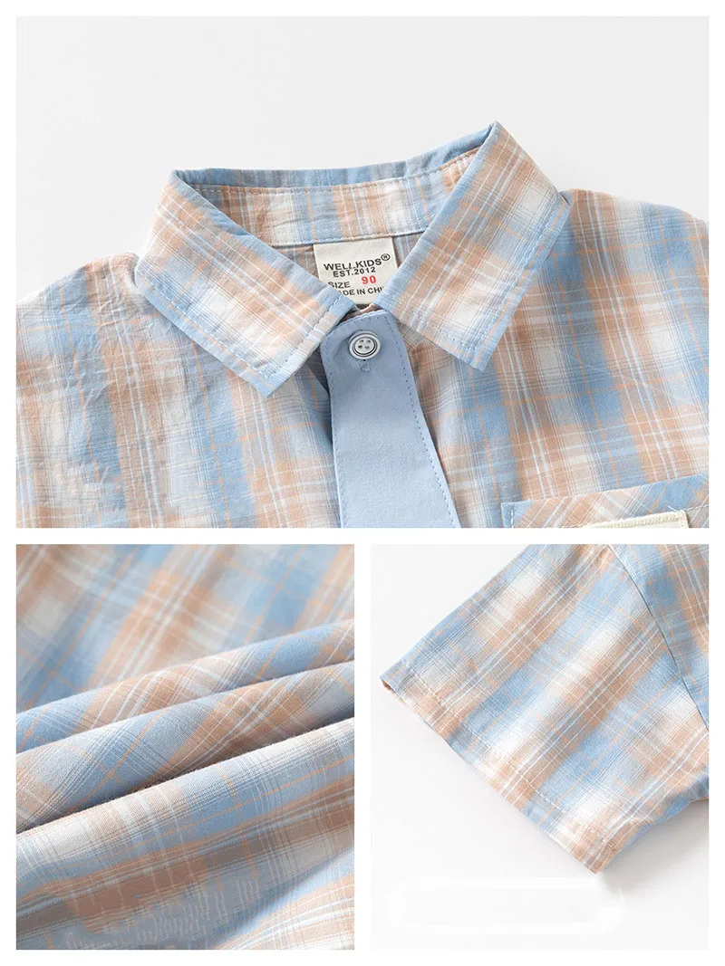 Camisa de cuadros de verano para niños con osos y color - imagen 5
