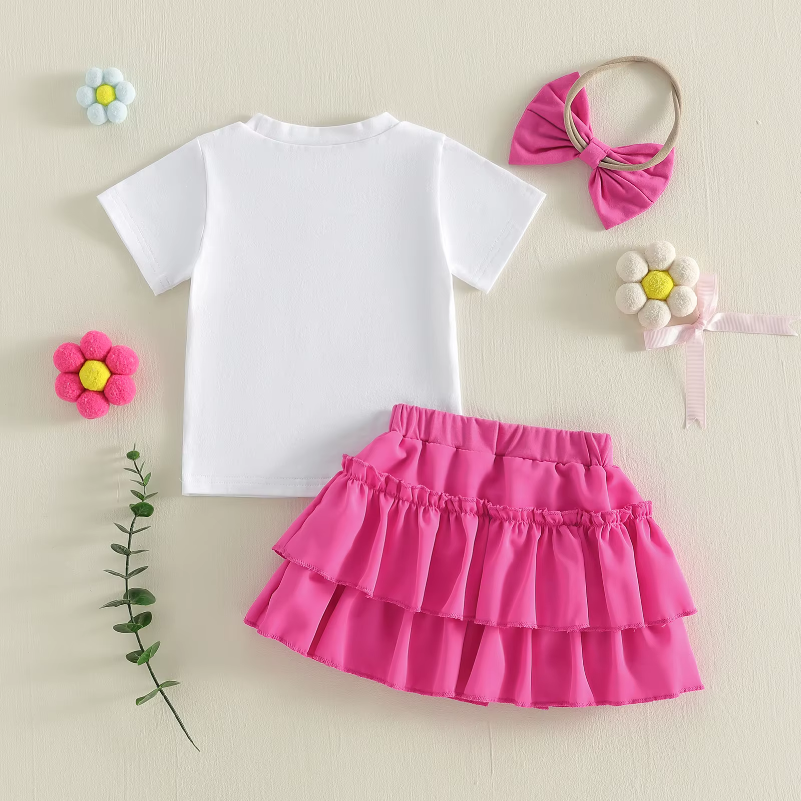 Conjunto de verano para bebé niña con bordado y falda de tul - imagen 3