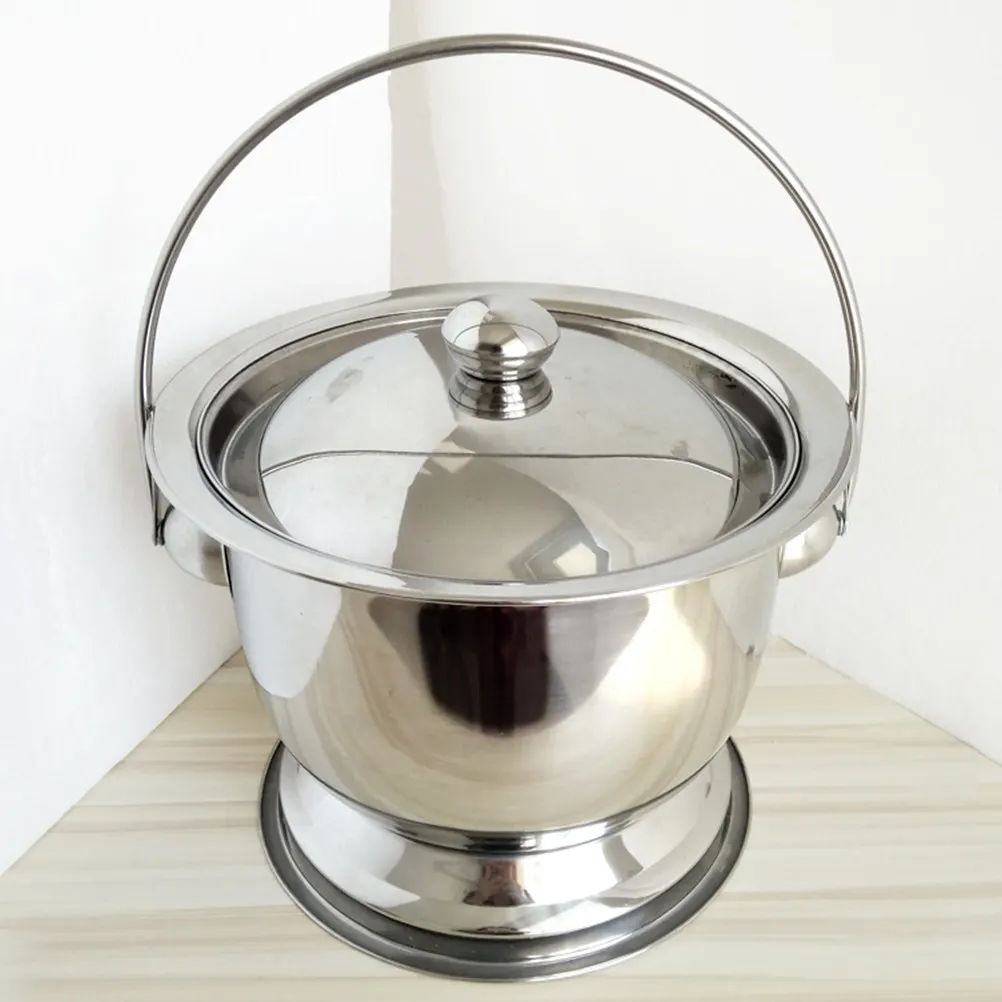Orinal portátil de acero inoxidable con tapa para noche fácil limpieza - imagen 4