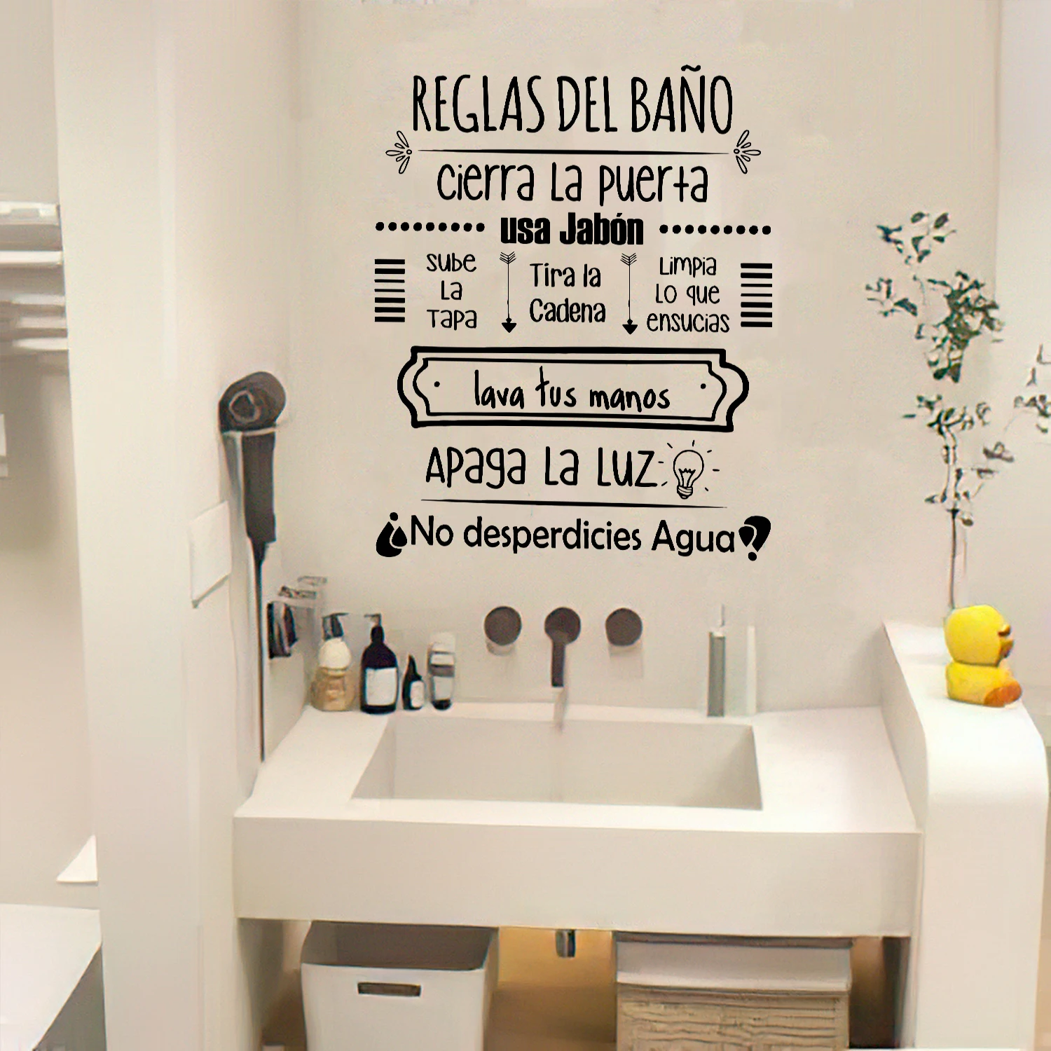 Letrero retro rules of the bathroom con diseño vintage español