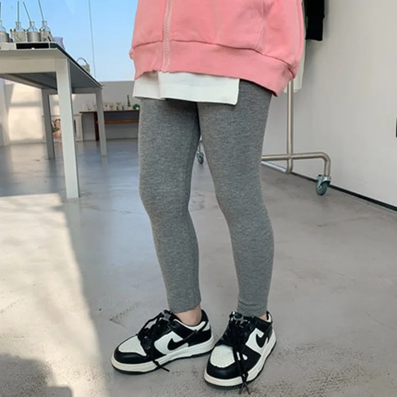 Leggings elásticos lisos estilo coreano para niña en otoño y primavera - imagen 2