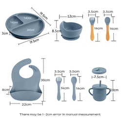 Juego de alimentación bebé: baberos, plato ventosa, cuenco y taza