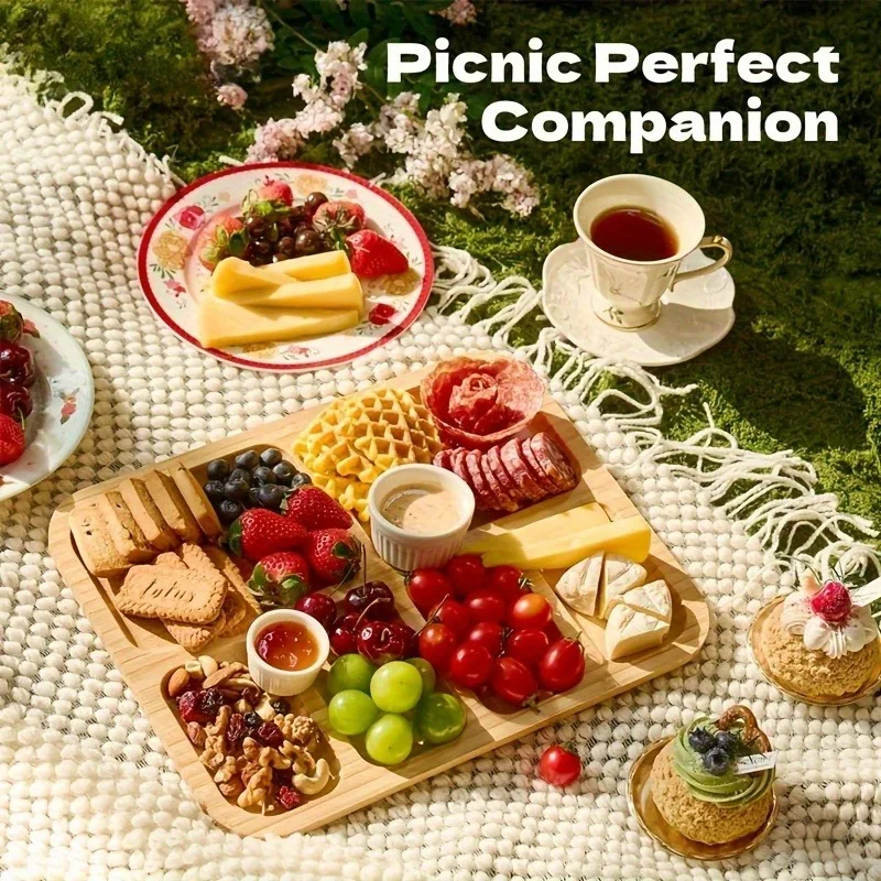 Plato infantil de bambú con tapa para comida - imagen 3