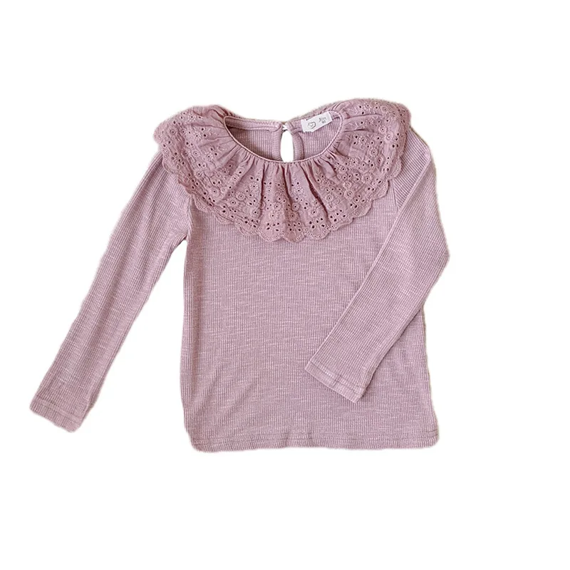 Camiseta manga larga de bebé con cuello de loto – Encaje acanalado - imagen 3