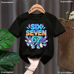 Camiseta estampada Brainrot meme con bloques, para niños y niñas