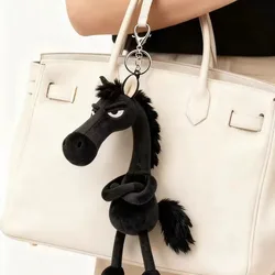 Llavero de caballo negro para mochila y llaves, estilo moderno
