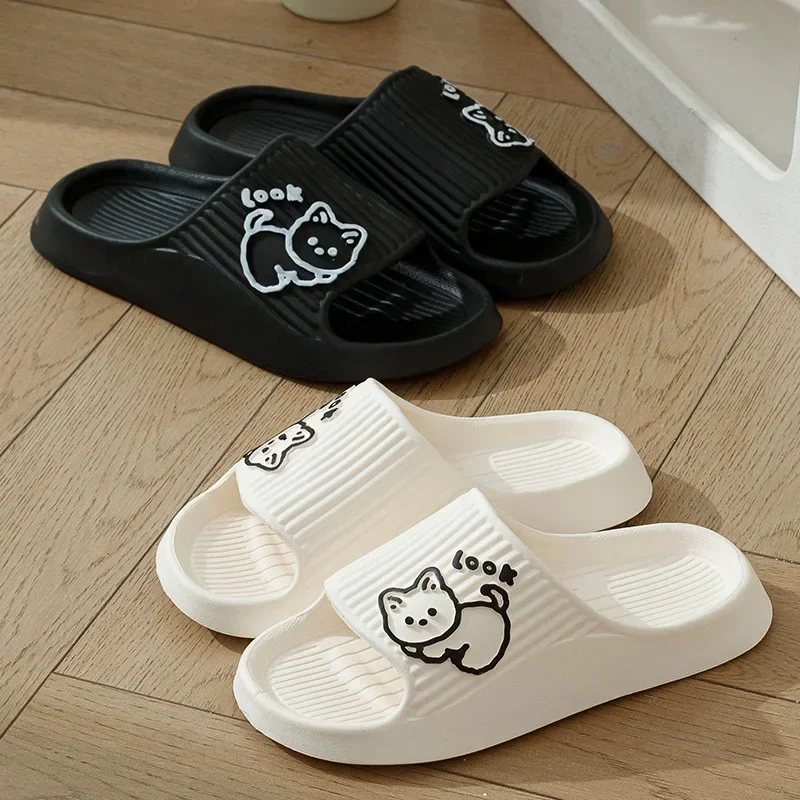 Pantuflas de verano antideslizantes con suela gruesa gato
