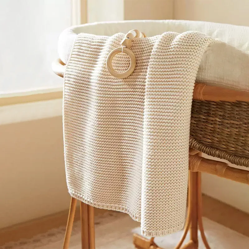 Manta para bebé tejida envolvente recién nacido beige - imagen 3