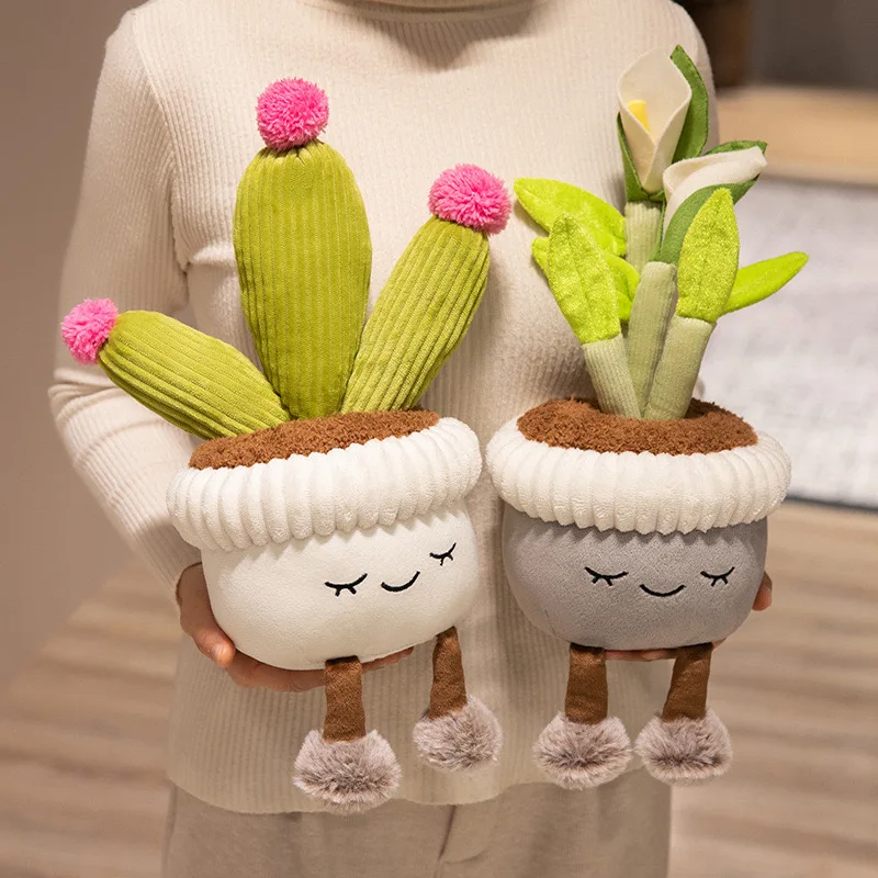 Peluche cactus florido estilo tierno con flores artificiales para niños - imagen 2