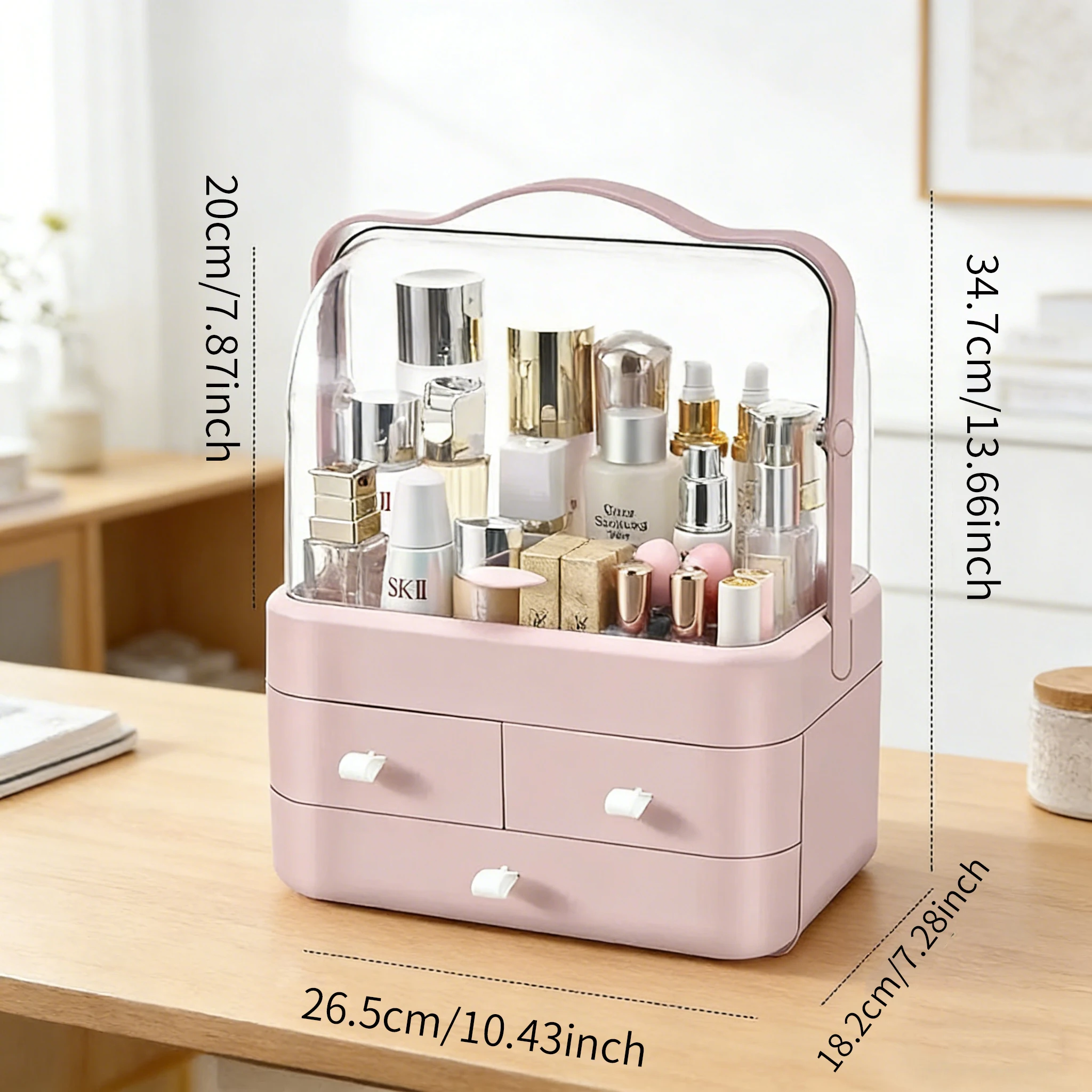 Organizador de maquillaje multiusos antipolvo con estante - imagen 4