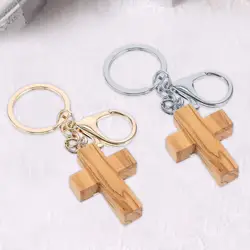 Llavero de madera suave con cruz, hecho a mano para recuerdos