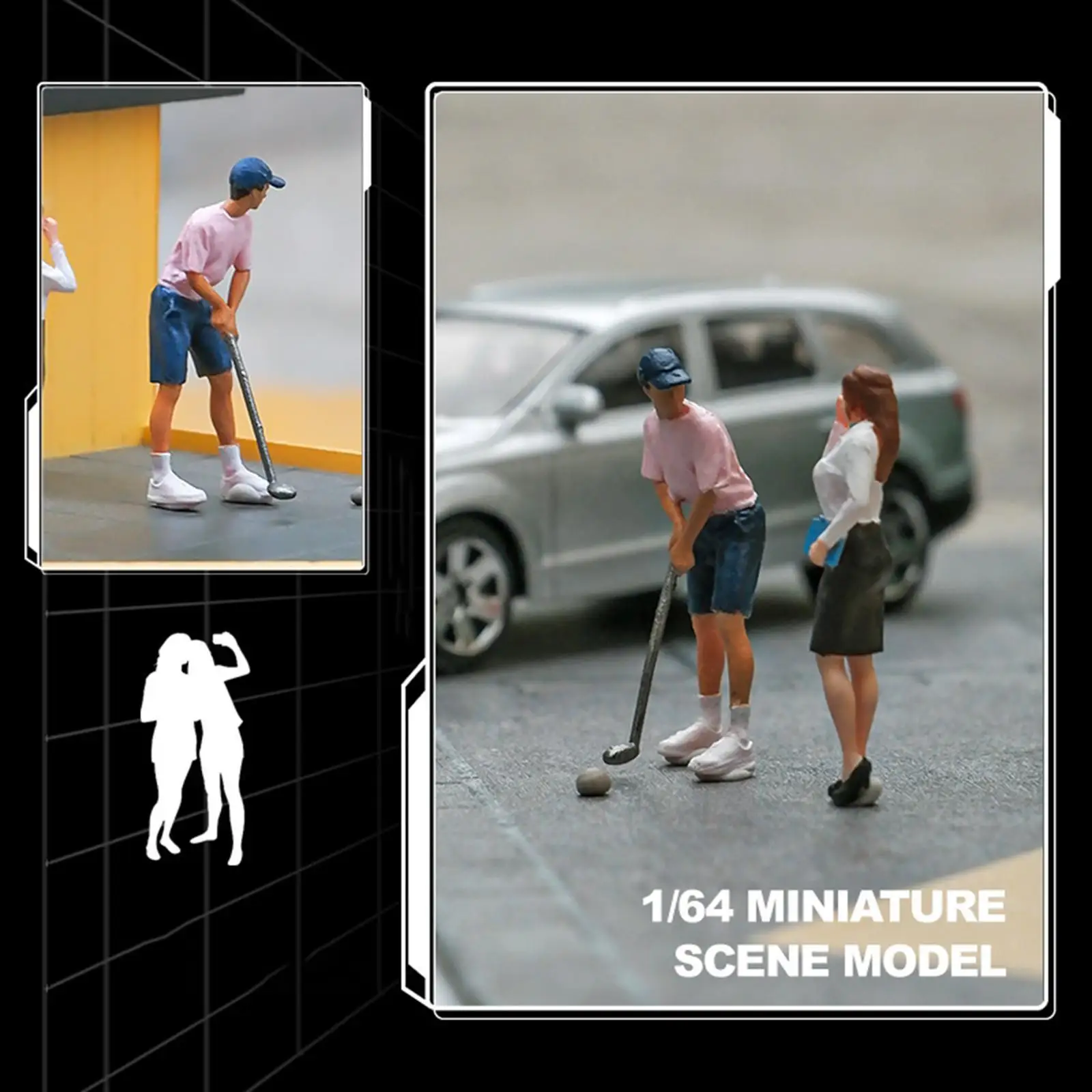 Microfigura coleccionable de paisaje con personas pequeñas