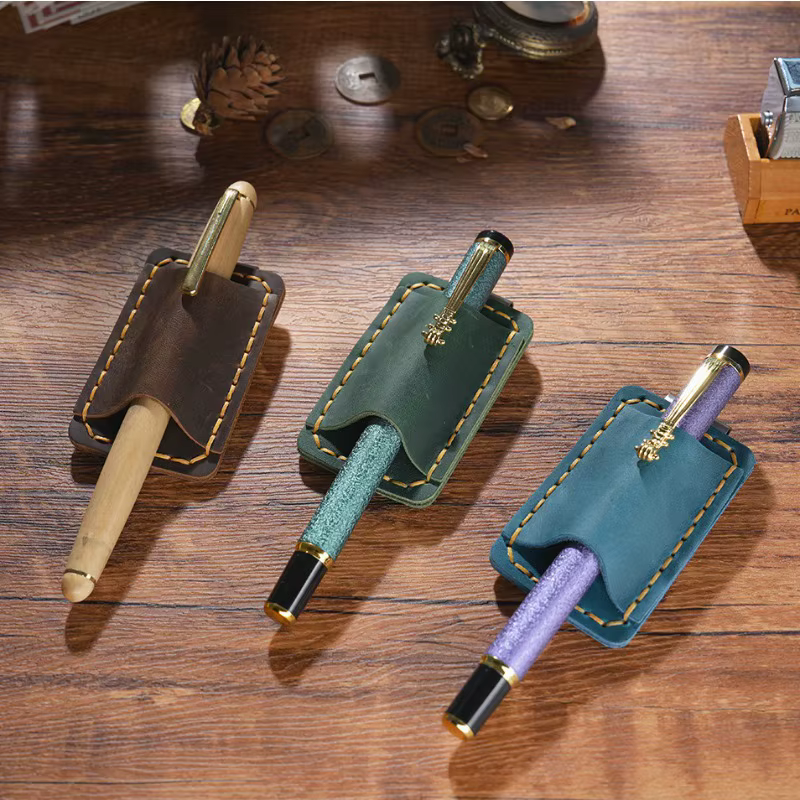 Portalápices de cuero y metal con clip para cuaderno y planificador - imagen 4