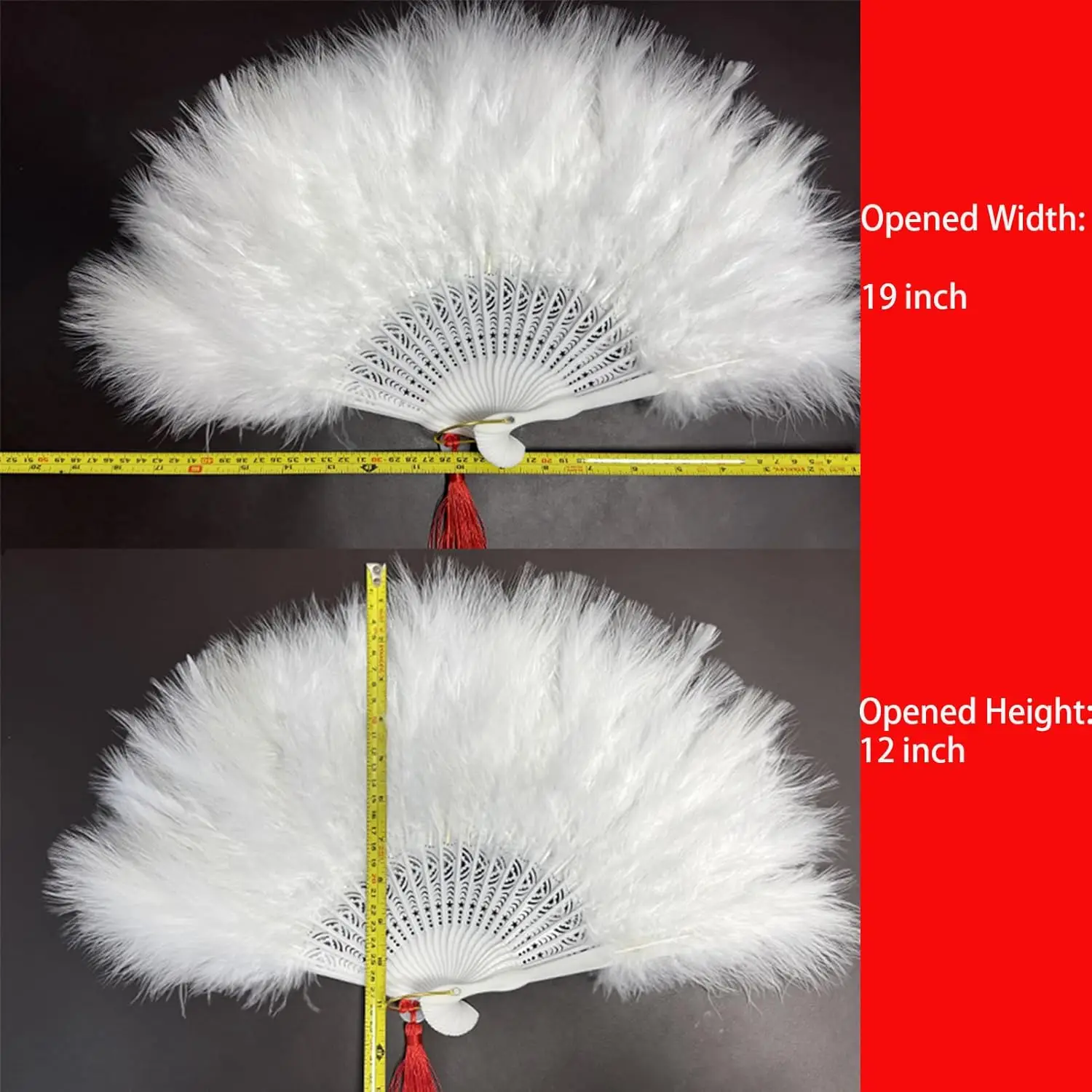 Abanico de plumas plegable estilo flapper para fiesta - imagen 5