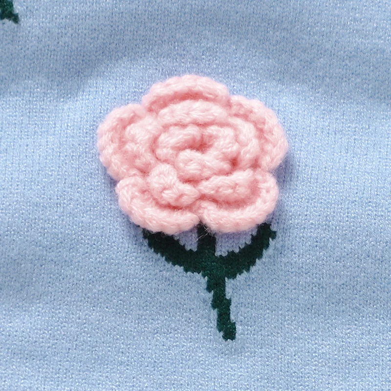 Peleles de punto para bebé con estampado floral azul - imagen 2
