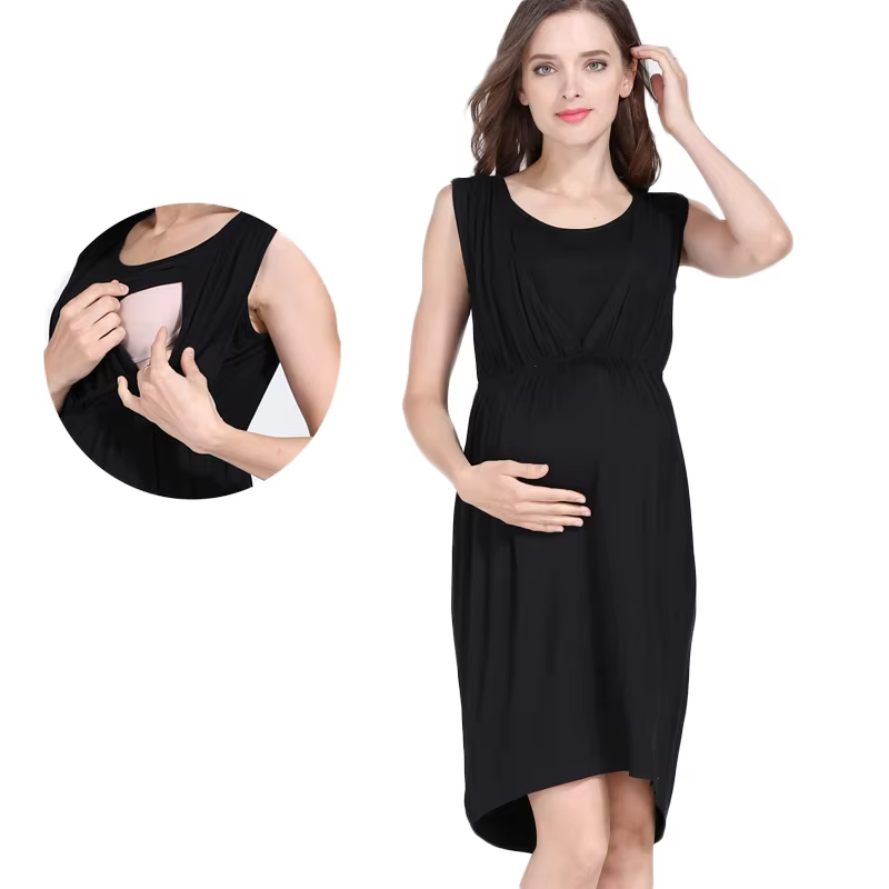 Vestido de lactancia veraniego sin mangas, hasta la rodilla