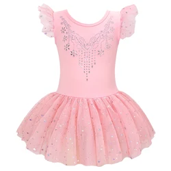 Vestido de ballet para niñas con volantes y tutú brillante danza
