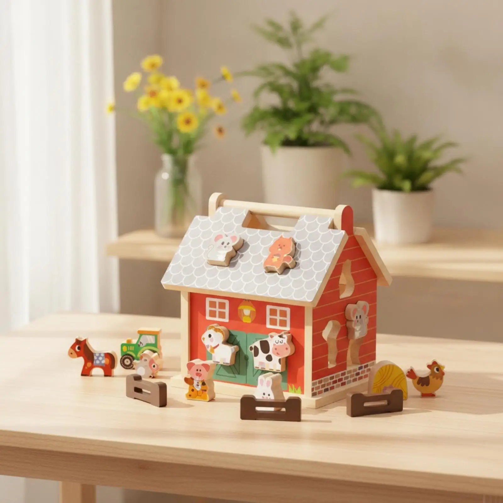 Rompecabezas de madera encajable multicolor Casa de Campo infantil - imagen 2