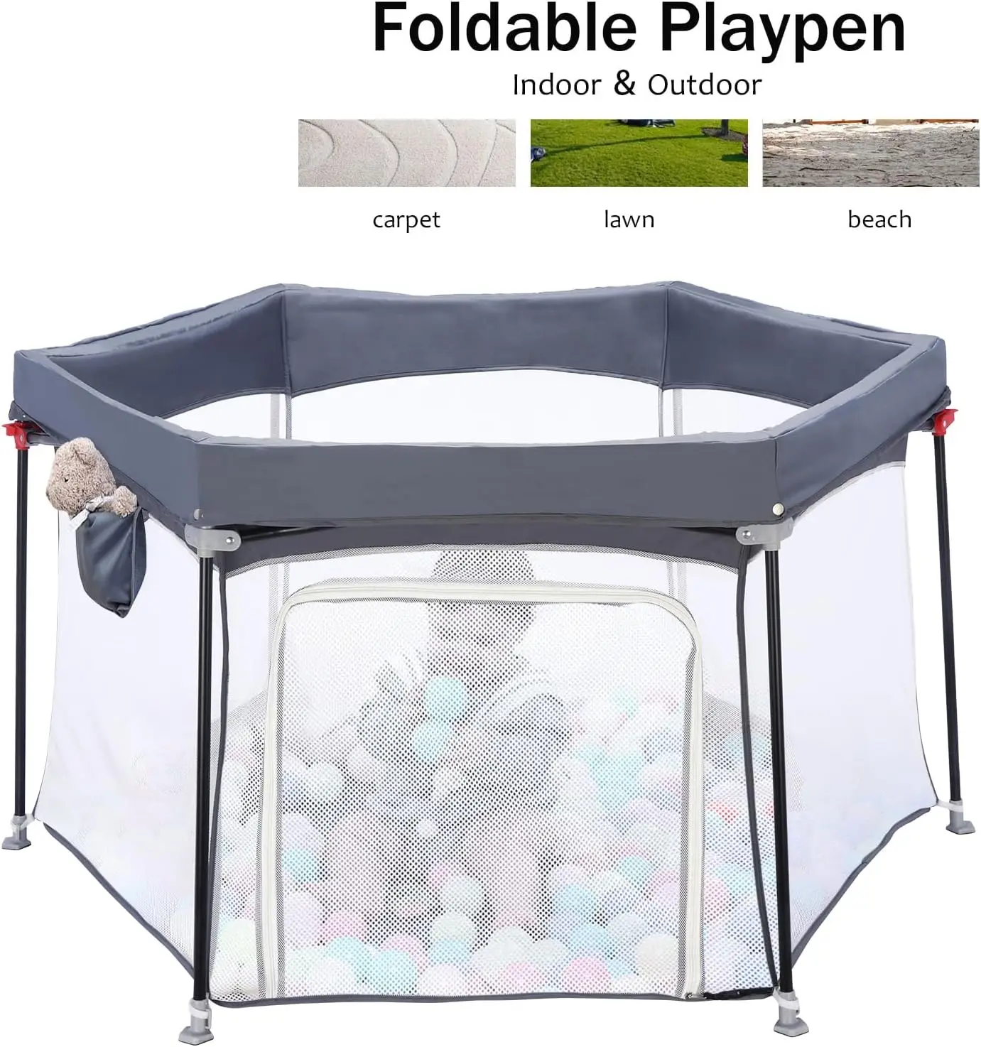 UBRAVOO Parque infantil hexagonal plegable para bebés seguro - imagen 4