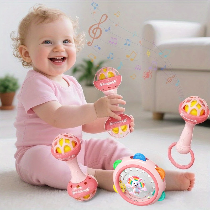 Tambor de juguete musical para bebé rosa vibrante - imagen 3