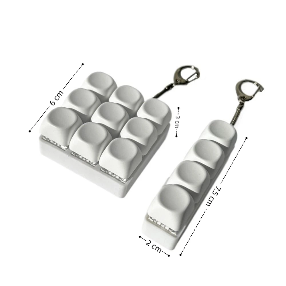 Vista frontal del llavero fidget teclado 4 teclas