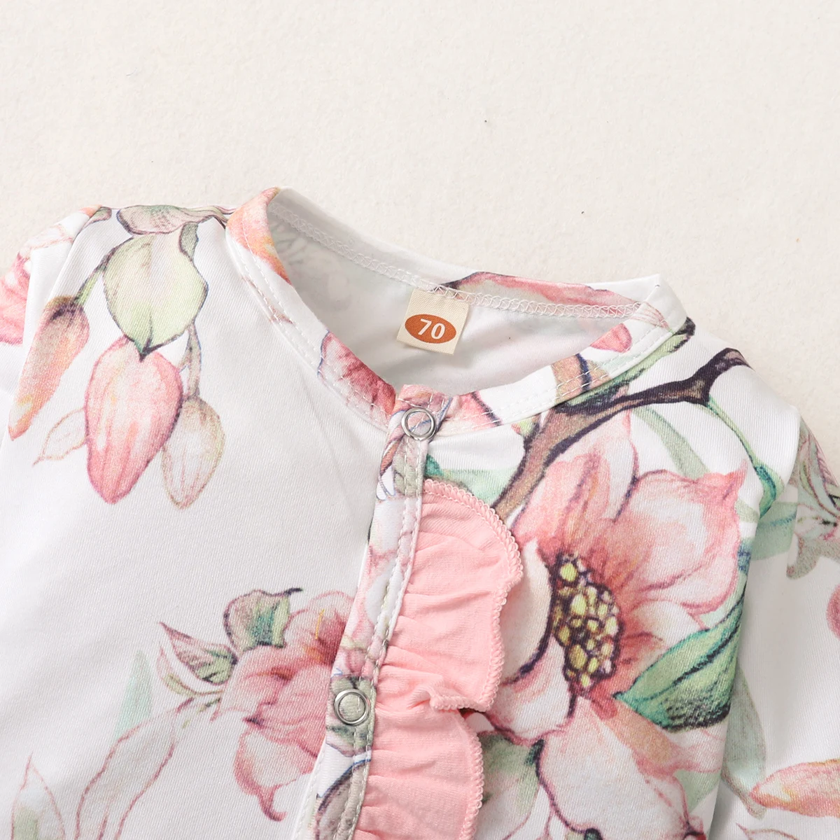 Pelele floral para bebé niña 0-18 meses con volantes y diadema - imagen 5