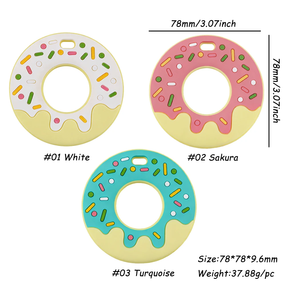 Colgante de silicona para bebé con formas donut y macaron pastel - imagen 5