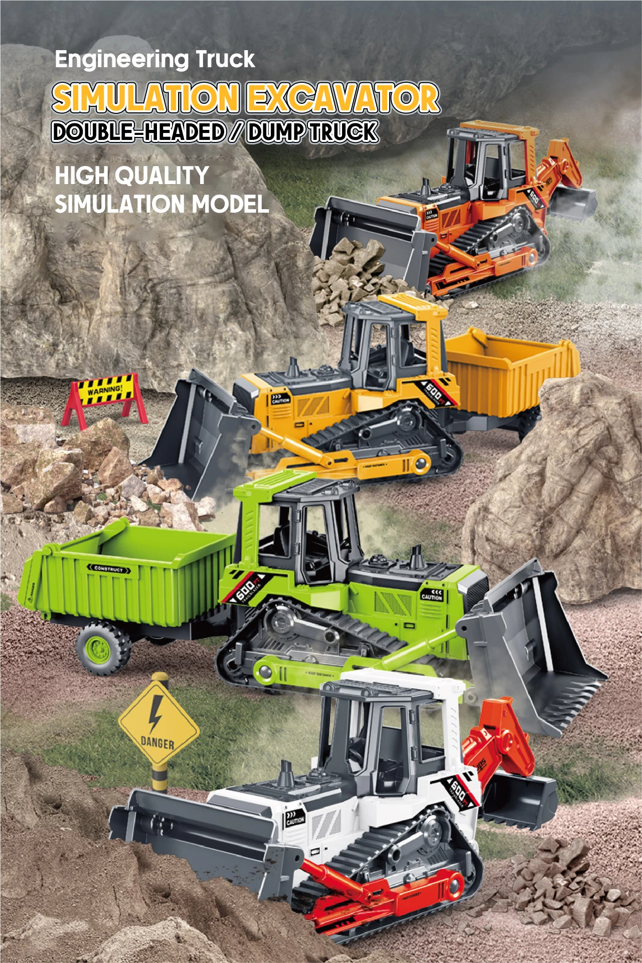 Bulldozer y camión de simulación inercial