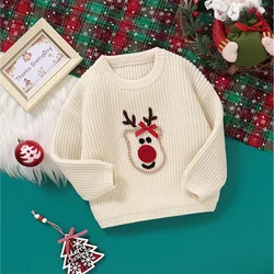 Jersey punto bebé con bordado de alces navideños