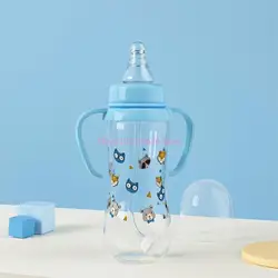 Biberón de silicona con asas para bebés, dibujos animados