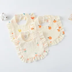 Babero de gasa de algodón con volantes para bebé - Estampado Floral
