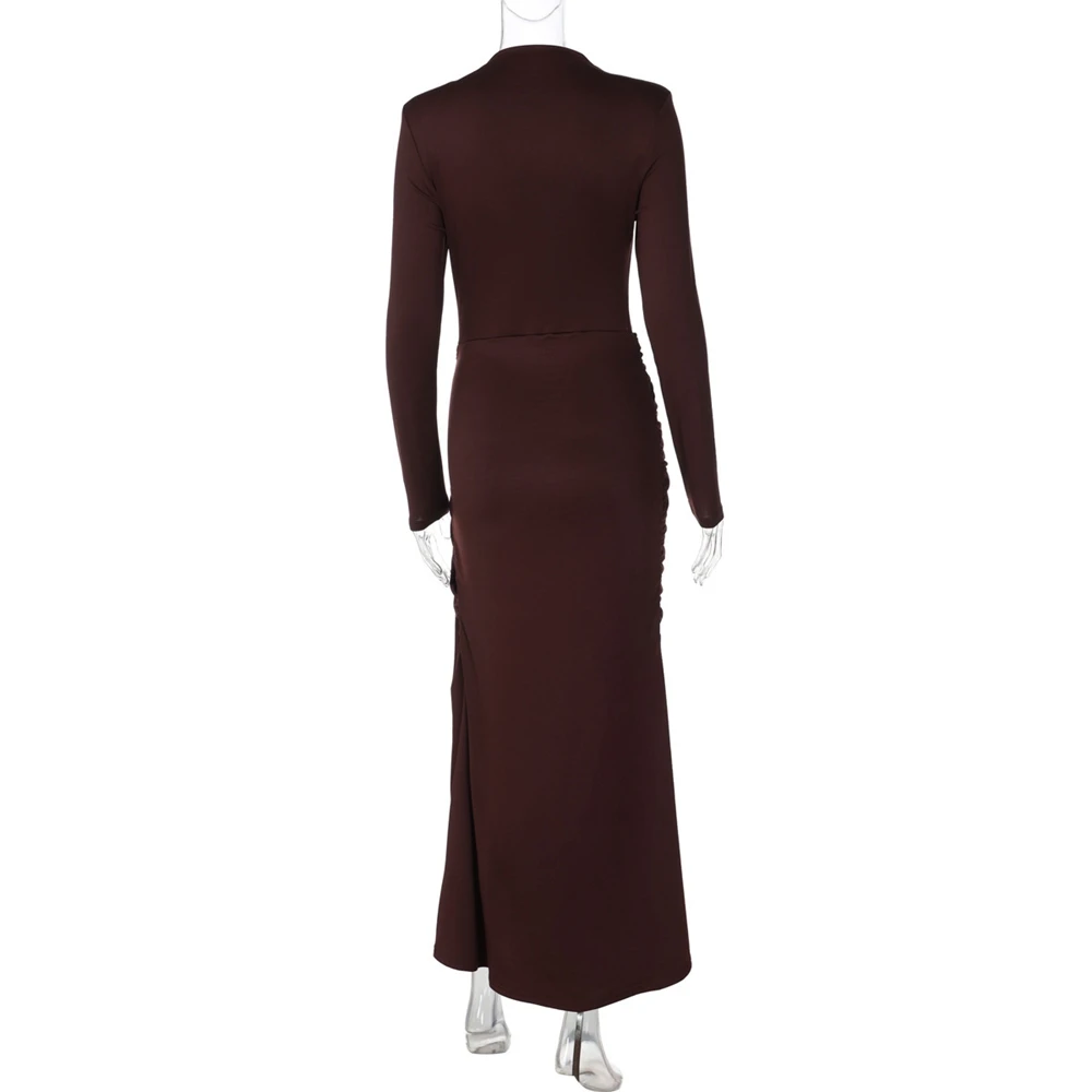 Vestido de embarazo largo fruncido para sesiones fotográficas elegante