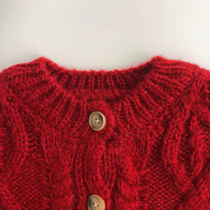 Tesoro Cárdigan de invierno para niña – Estilo coreano punto cáñamo