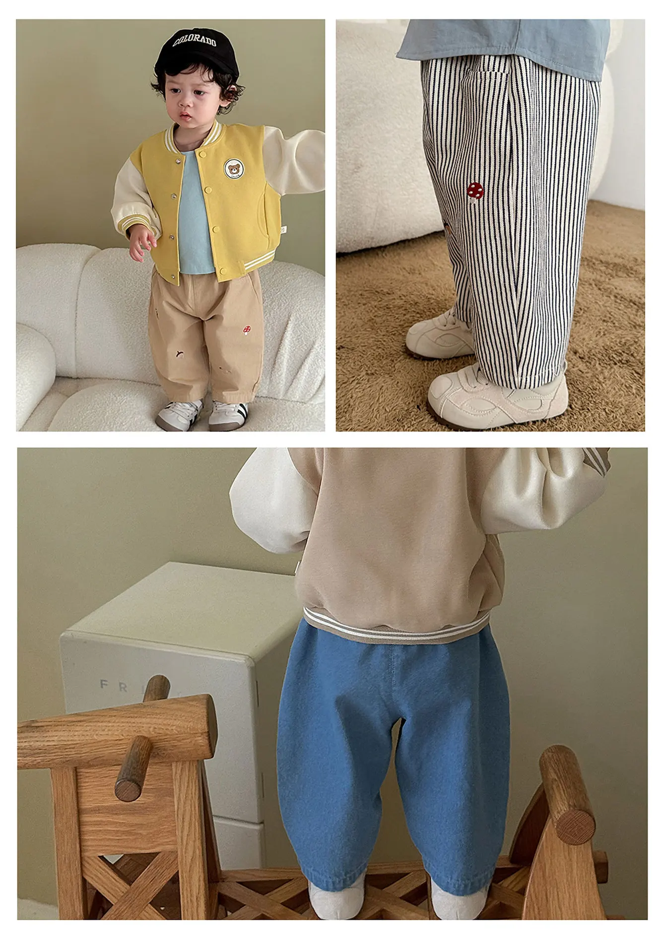 Pantalón bordado con diseño infantil divertido