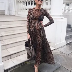 Vestido premamá estampado leopardo para sesión de fotos