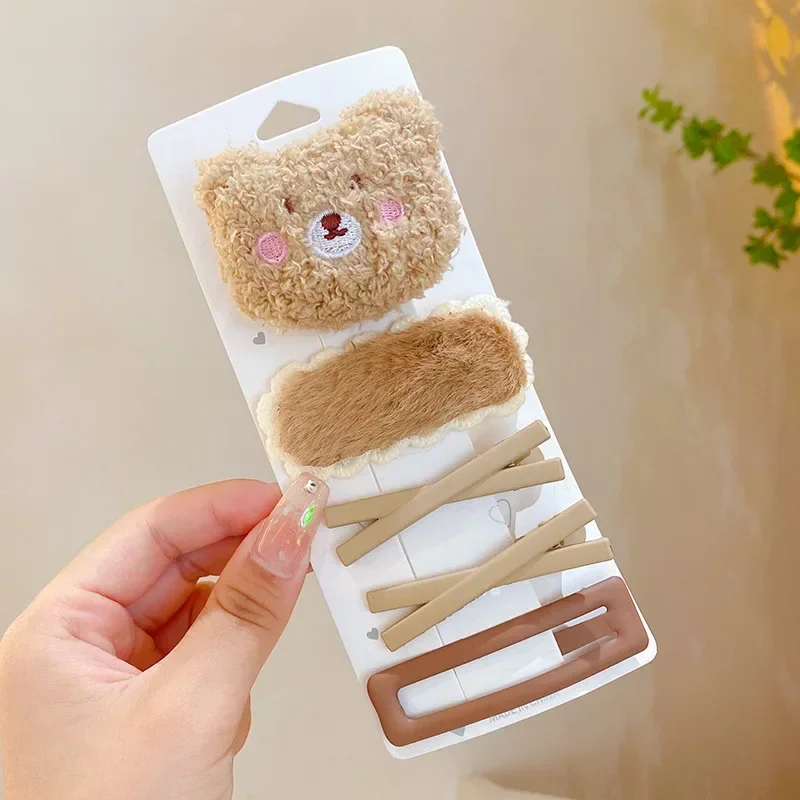 Pinzas de cabello con lazos y flores para niñas marrón té - imagen 4