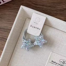 Diadema de estrella plateada para niña, estilo princesa y pony