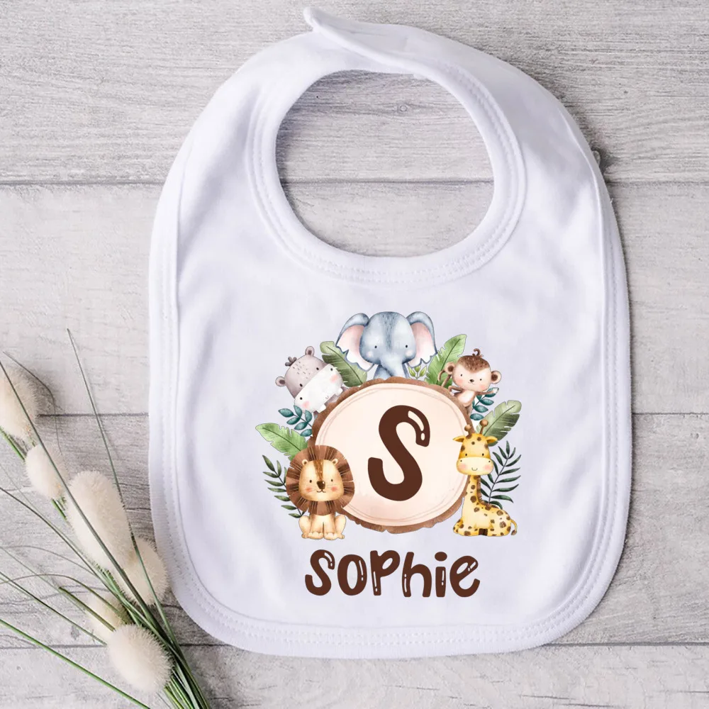 Babero de algodón personalizado con nombre para bebé – Salvajes - imagen 4