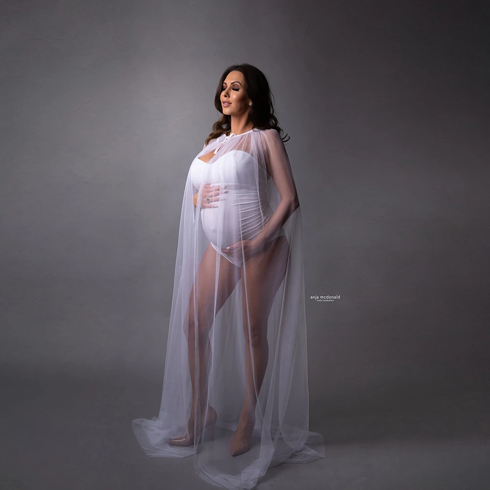 Vestido para maternidad maxi bohemio con tul y detalles de perlas