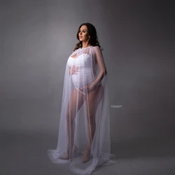 Vestido para maternidad maxi bohemio con tul y detalles de perlas